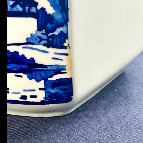 ▪️VTG▪️DELFT▪️Set of 2 Ceramic Dutch Windmill Barley & Oatmeal Kitchen Canisters - Picture 11 of 15